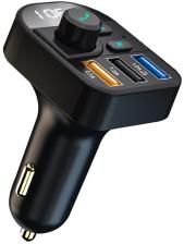 FM трансмиттер GSMIN C10 быстрая зарядка Quick Charge (1А USBx2, 2.1А USBx1, BT 5.0) (Черный) FM трансмиттер GSMIN C10 быстрая зарядка Quick Charge (1А USBx2, 2.1А USBx1, BT 5.0) (Черный)