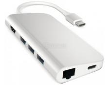 Док-станция Satechi Aluminum Type-C Multi-Port Adapter 4K with Ethernet (3xUSB 3.0, USB Type-C, RJ-45, HDMI, SD, micro-SD), Серебристый ST-TCMAS Док-станция Satechi Aluminum Type-C Multi-Port Adapter 4K with Ethernet (3xUSB 3.0, USB Type-C, RJ-45, HDMI, SD, micro-SD), Серебристый ST-TCMAS