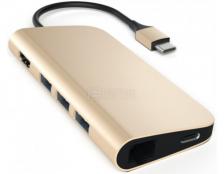 Док-станция Satechi Aluminum Type-C Multi-Port Adapter 4K with Ethernet (3xUSB 3.0, USB Type-C, RJ-45, HDMI, SD, micro-SD), Золотистый ST-TCMAG Док-станция Satechi Aluminum Type-C Multi-Port Adapter 4K with Ethernet (3xUSB 3.0, USB Type-C, RJ-45, HDMI, SD, micro-SD), Золотистый ST-TCMAG