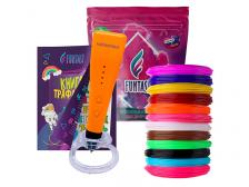 3D ручка Funtasy Piccolo + ABS-пластик 12 цветов + книжка с трафаретами Orange SET31-FY-PIOR