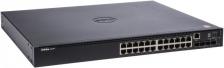 Коммутатор Dell N1524P PoE+, 24x1GbE, 4x10GbE SFP+ fixed ports, Stackable, no Stacking Cable, air flow from ports to PSU, 3YPSNBD (210-AEVY)