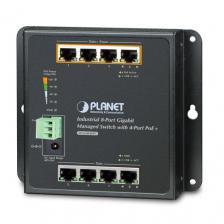 Коммутатор промышленный управляемый Planet WGS-804HPT IP30, IPv6/IPv4, 8x1000TP настенный 4-Port 802.3AT POE+ (-40 to 75 C), dual redundant power inpu