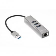 Telecom Переходник USB 3.0 -->RJ-45 1000Mbps +3 USB3.0, Aluminum Shell, 0.2м <> [TA311U]