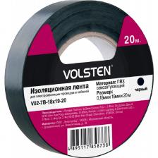 Volsten V02-7B-18х19-20 (Изолента 0,18х19 мм черная 20 метров), цена за 1 шт.