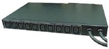 Блок силовых розеток Eurolan горизонтальный неуправляемый IEC 320 C13 х 10 вход IEC 320 C20 шнур 3 м 1U 4315х260х44 (ШхГхВ) 16А чёрный входных вилок 2 шт.