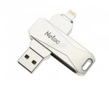 Флешка Netac U652, 32Gb, USB 3.0/Lightning port, Серебристый NT03U652L-032G-30PN