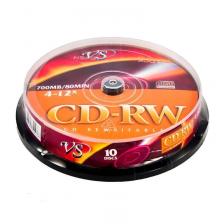 Диск CD-RW VS 0.7 ГБ 4x -12x cake box VSCDRWCB1001 (10 штук в упаковке)