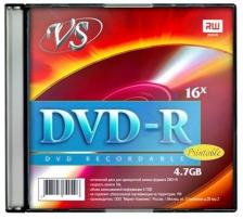 Диск DVD-R VS 4.7 Gb, 16x, Slim Case (5), Ink Printable (5/200) 20380 {VSDVDRIPSL501}