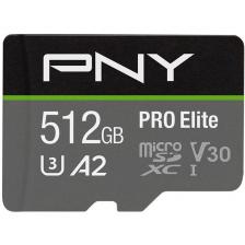 Карта памяти PNY Technologies 512GB PRO Elite UHS-I microSDXC 100MB/s + SD Adapter P-SDUX512U3100PRO-GE