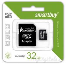 Карта памяти Smartbuy MicroSDHC 32GB Class 10 + SD Adapter