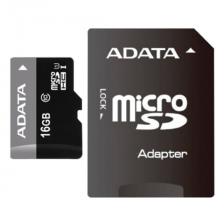 Карта памяти micro SDHC, 16 GB, A-DATA Premier, 50 Мб/сек. (class 10), с адаптером