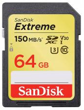 Карта памяти SanDisk Extreme SDXC UHS-I Class 3 V30 150MB/s 64GB