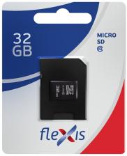 Карта памяти MicroSD FLEXIS 32Gb Class10 с адаптером Black
