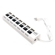 USB-хаб 5Bites USB 2.0, 7 портов, выключатели, блок питания, белый, (5Bites HB27-203PWH) – фото 2