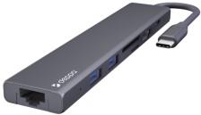 Разветвитель для компьютера Deppa USB Type-C, HDMI, PD, 2xUSB 3.0, RJ45, microSD/SD (73127)