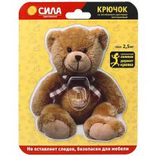 SHT12-S1C-12 Крючок СИЛА SHT12-S1C-12 на силиконовом креплении Мишка Teddy 12х14.5 см нагрузка до 2,5 кг, цена за 1 шт