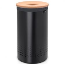 Бак для белья Brabantia 120022 с пробковой крышкой, 60л, черный матовый