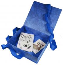 Коробка подарочная, 200*180*50 мм, переплетная бумага "Гроза синяя"