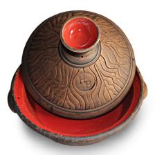 Тажин 3,5 л. Царь-таджин Сахара, 32 см с ручками, жаростойкий, глазурованная сковородка (красный цвет)