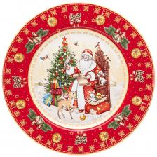 Тарелка обеденная Дед Мороз (красная) Lefard Размер: 26 см A321522