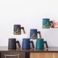 Фарфоровая чашка для чая с керамическим фильтром Xiaomi Zesee Selected Ceramic Tea Cup Blue Applications – фото 1