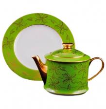 Заварочный чайник 400 мл Leander "Виндзор /Золотые цветы /салатовый" / 158681