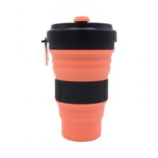 Складной силиконовый стакан для кофе, чёрно-оранжевый