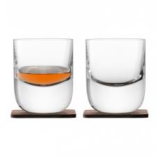 LSA Набор стаканов Whisky renfrew tumbler & walnut coaster WH12 2 шт. 270 мл бесцветный/дерево – фото 1