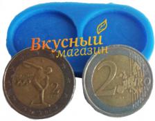 Молд для шоколада/мастики силиконовый Монета 2 Евро 2,6х0,2 см.