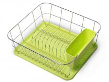 Сушилка для посуды Kamille 37x33x13.5cm Chrome-Green KM-0763A