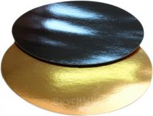 Подложка под торт усиленная 28 см. золото/черная, 3 мм.