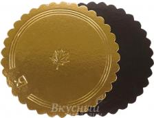 Подложка под торт усиленная 28 см. золото/черная РОМАШКА, 3.5 мм.