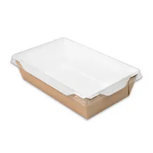 Салатник с прозрачной крышкой, 800 мл, крафт (50 шт. в упаковке, бумага)
