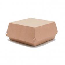 Коробка картонная для гамбургера, крафт, 14x14x7 см