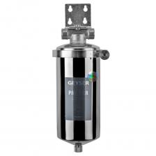 Корпус фильтра Гейзер Премьер для холодной и горячей воды нержавеющая сталь 10BB 1 НР(ш) х 1 НР(ш) серебро