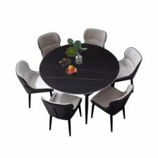 Комплект обеденной мебели Круглый раздвижной стол и 6 стульев Xiaomi 8H Jun Telescopic Rock Board Dining Table and Six Chairs Black/Beige