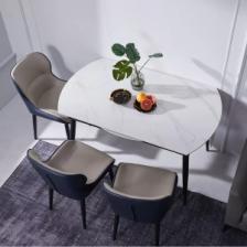 Комплект обеденной мебели Круглый раздвижной стол и 4 стула Xiaomi 8H Jun Telescopic Rock Board Dining Table and Four Chairs Black/Beige – фото 2