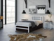 Односпальная кровать Титан 90 Белый ящики венге