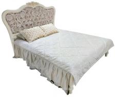 Кровать Милано, MK-8005-IV, двуспальная с пуговицами, (цвет патины: золото), 160х200 см, Слоновая кость