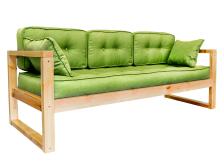 Прямой диван Астер сосна натуральный Зеленый, рогожка