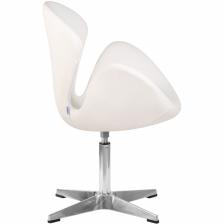 Дизайнерское кресло DOBRIN SWAN LMO-69A белая экокожа, алюминиевое основание – фото 3