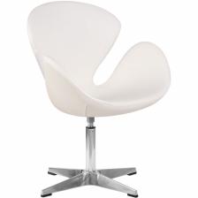 Дизайнерское кресло DOBRIN SWAN LMO-69A белая экокожа, алюминиевое основание – фото 2
