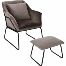 BRADEX Home Дизайнерское кресло ALEX латте велюр с оттоманкой