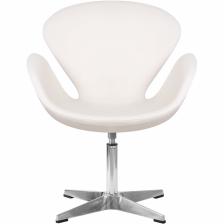 Дизайнерское кресло DOBRIN SWAN LMO-69A белая экокожа, алюминиевое основание – фото 1