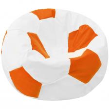 Кресло-мешок ПАЗИТИФЧИК Мяч: БМЭ8, экокожа, 110х100 см, белый/оранжевый