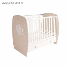 Кровать детская Polini kids French 710, Teddy, с ящиком, белый-дуб пастельный