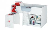 Комплект Polini Marvel Человек паук : кровать-чердак 4105+комод+стол