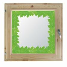Окно 90х90 см, "Кленовые листья", однокамерный стеклопакет, хвоя