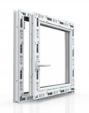 Пластиковое окно ПВХ REHAU BLITZ 600х600 мм, одностворчатое поворотно-откидное правое, двухкамерный стеклопакет, белое – фото 1