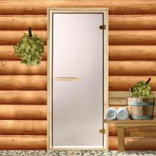 Дверь для бани и сауны стеклянная «Бронза» 190 x 70 см, 6 мм, 2 петли